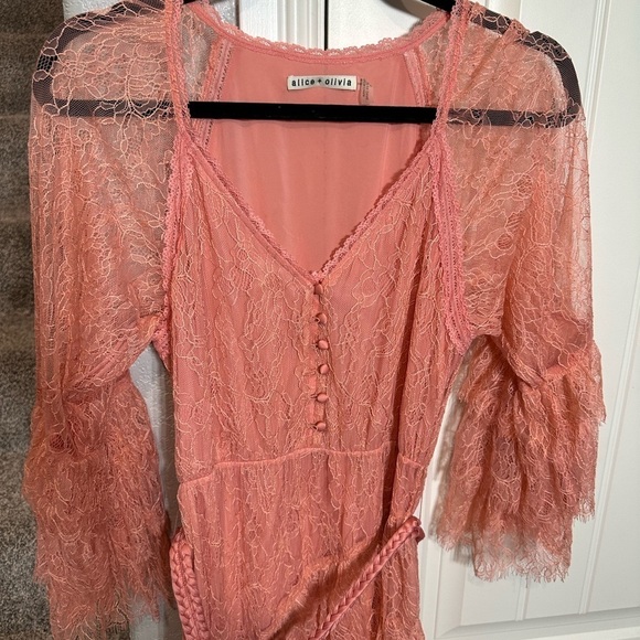 Alice and Olivia pink lace ruffle dress - Picture 10 of 13